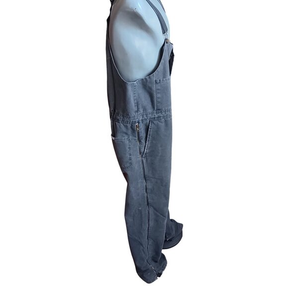 Large Short 38-40 Vintage Zero-Zone Walls Gray Insulated Work Bib Overalls  90s - Picture 3 of 11